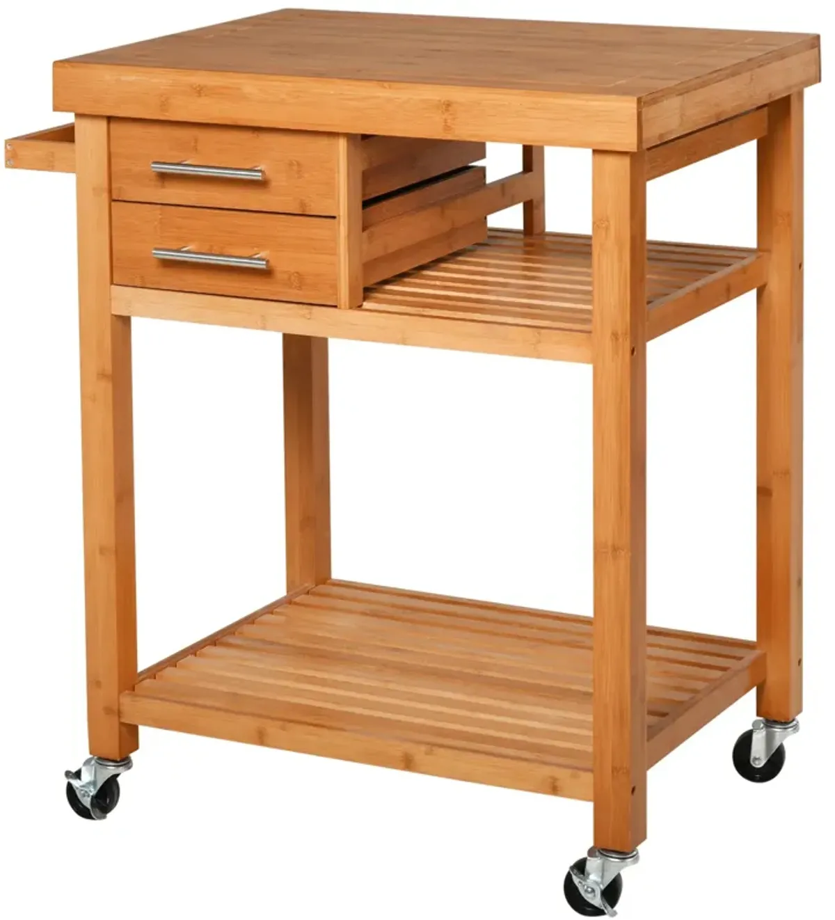 Bamboo Kitchen Organizer: Utility Cart with Drawers and Shelves