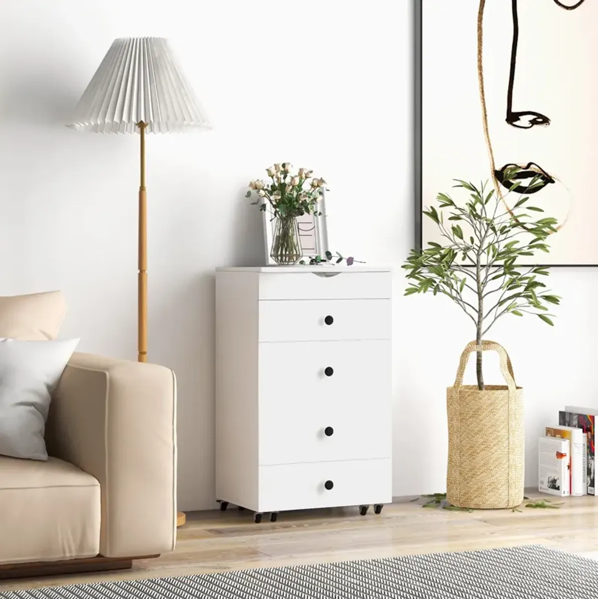 3-in-1 Vanity Set with Cushioned Stool and Flip-up Mirror