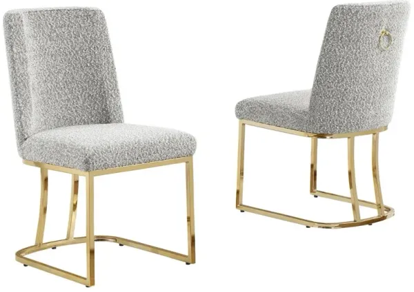 Best Quality Furniture Rich Gray With Gold Chrome Base Side Chairs, Set Of 2