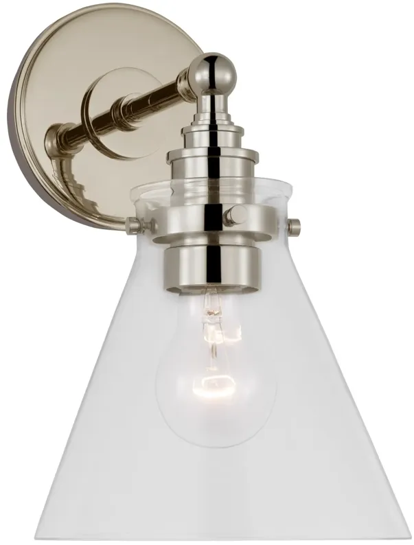Parkington Small Single Wall Light in Polished Nickel with Clear Glass