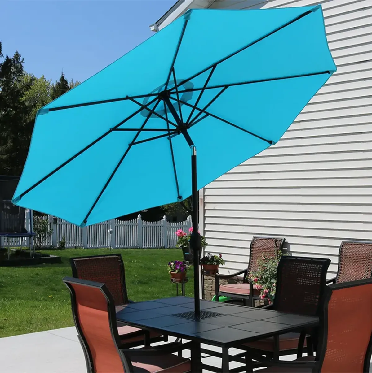 Sunnydaze 9 ft Aluminum Patio Umbrella with Tilt and Crank