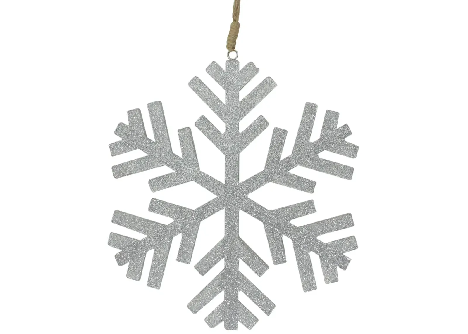 8.75" Silver and Brown Glittered Snowflake Shaped Christmas Ornament