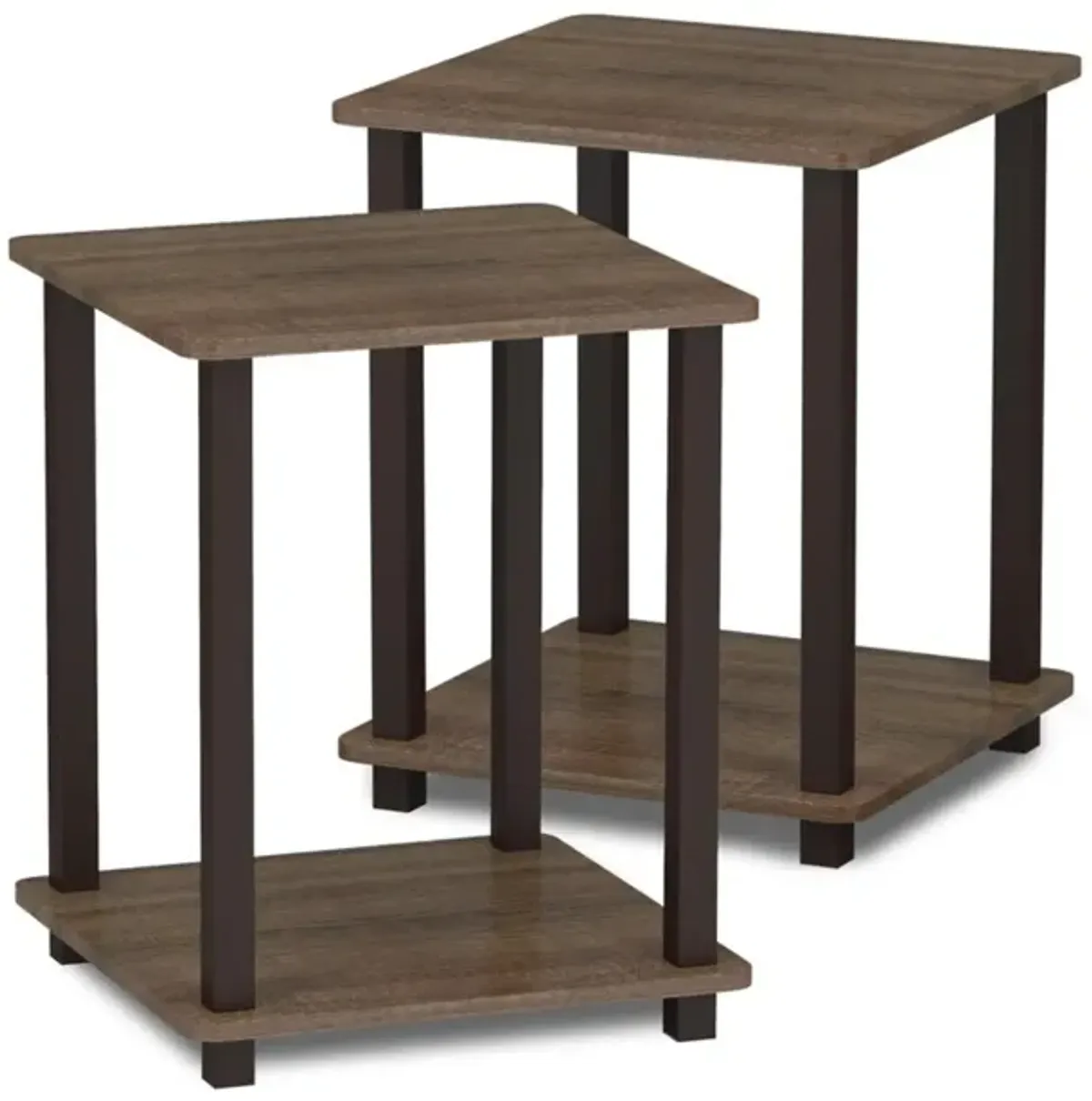 Furinno Simplistic Set of 2 End Table, Walnut/Brown