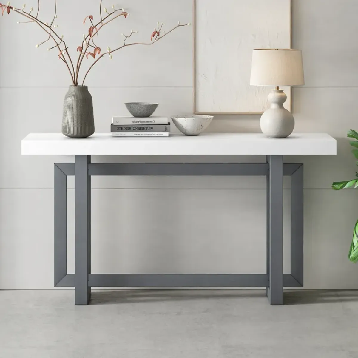 Merax Contemporary Console Table with Wood Top