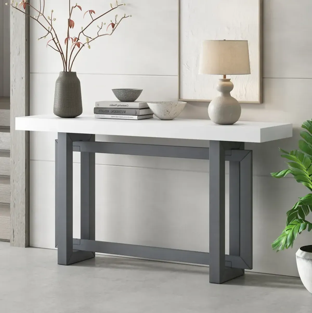 Merax Contemporary Console Table with Wood Top