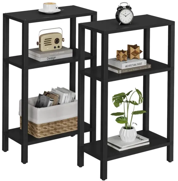 TUTOTAK Small Side Table, Narrow End Table, Skinny Sofa Table, Slim Nightstand, Couch Table, Living Room, Bed Room, Black TB01BK
