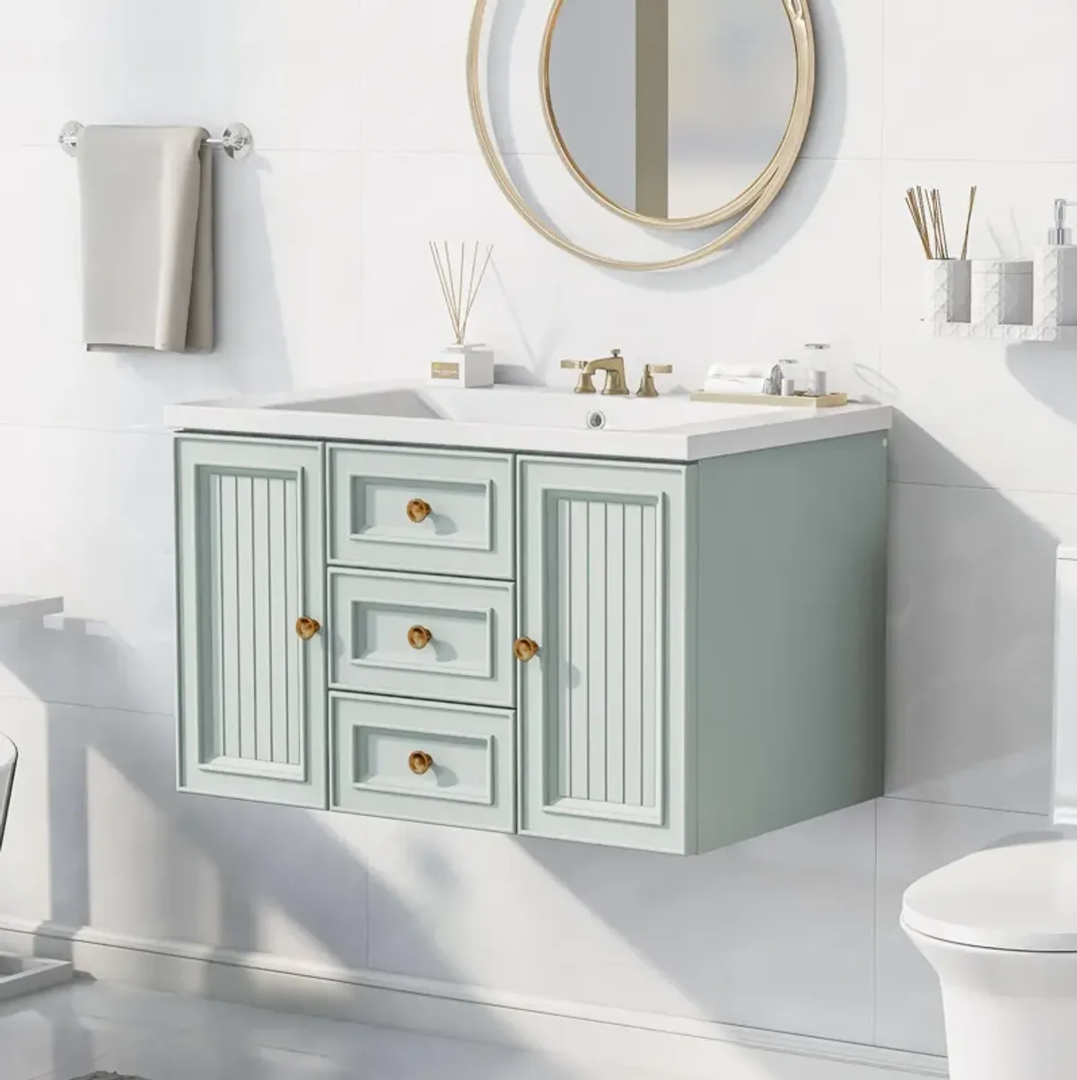 Gewnee 30" Bathroom Vanity with Storage Drawer and Sink