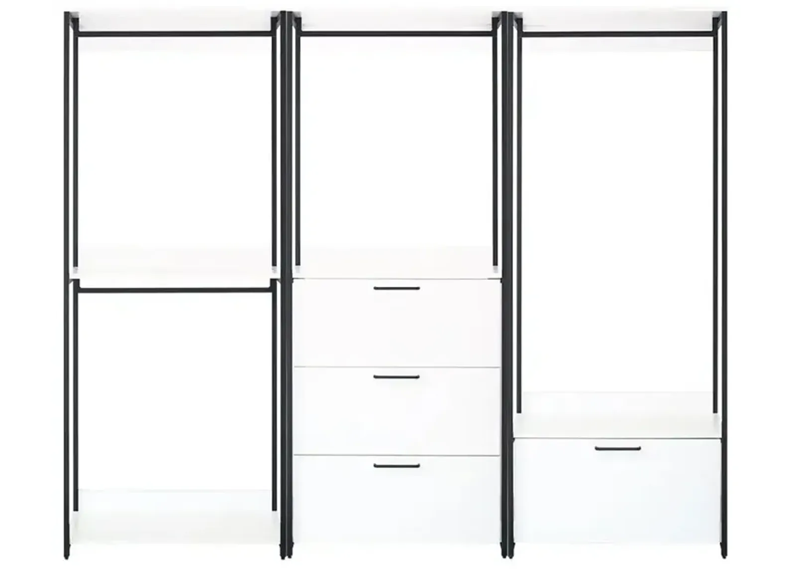 FC Design Klair Living White Freestanding Walk in Wood Closet System with Metal Frame