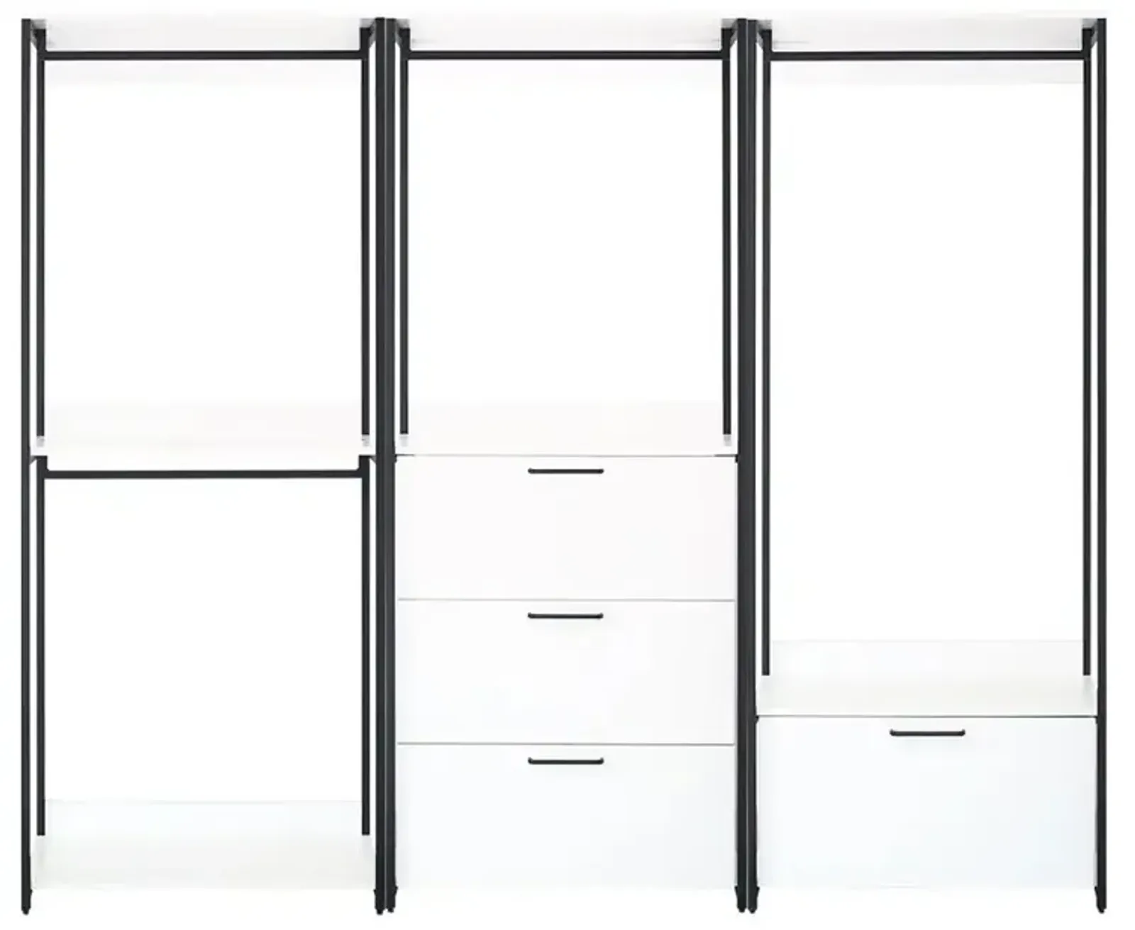 FC Design Klair Living White Freestanding Walk in Wood Closet System with Metal Frame