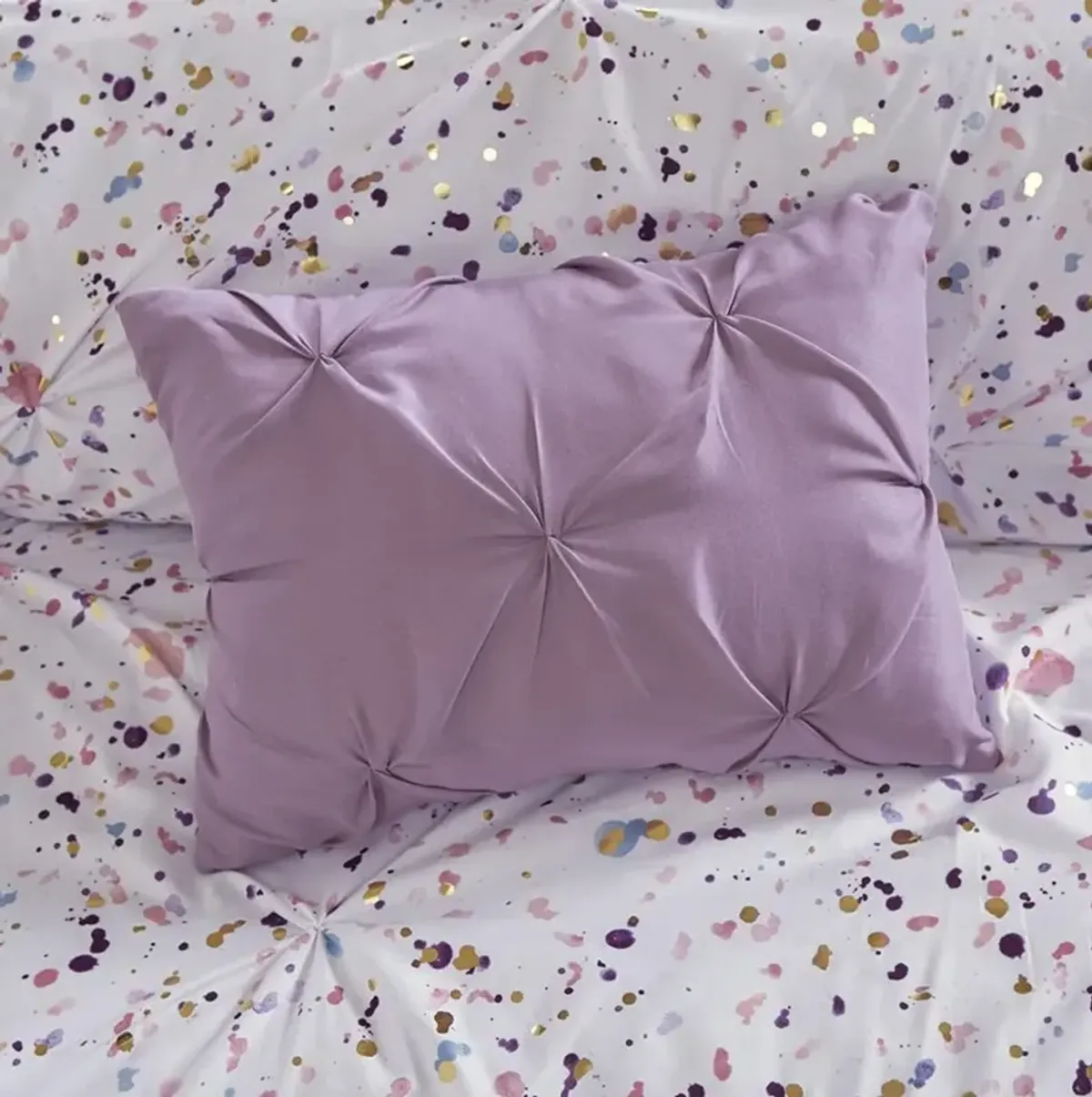 Belen Kox Metallic Glitter Printed Reversible Comforter Set - Plum, Belen Kox