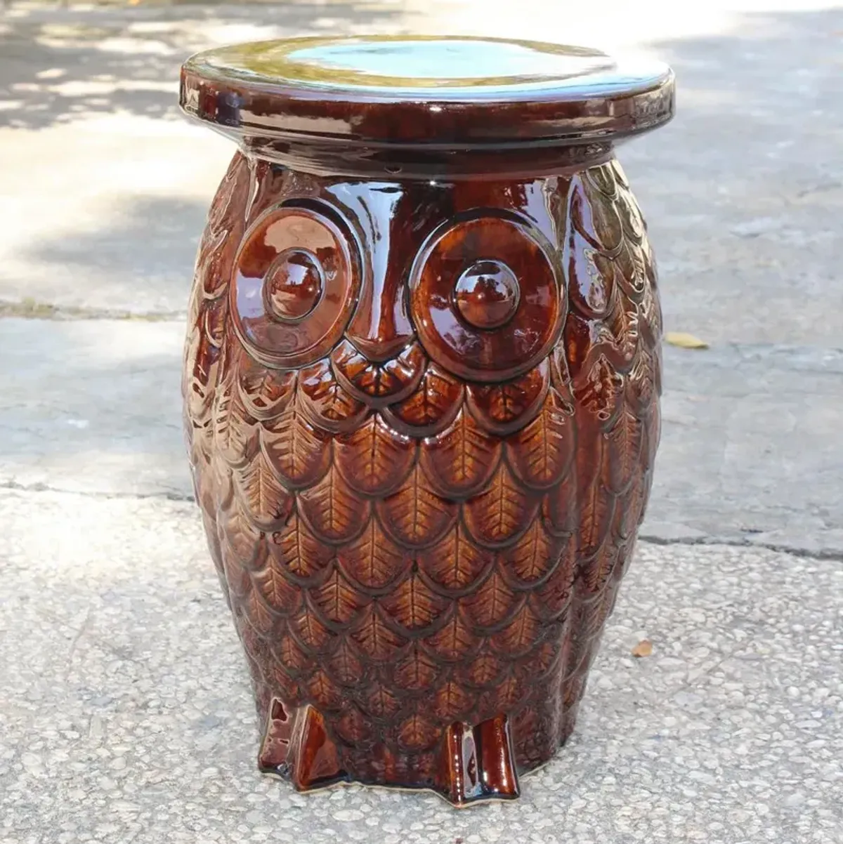 Brown Wise Old Owl Ceramic Garden Stool