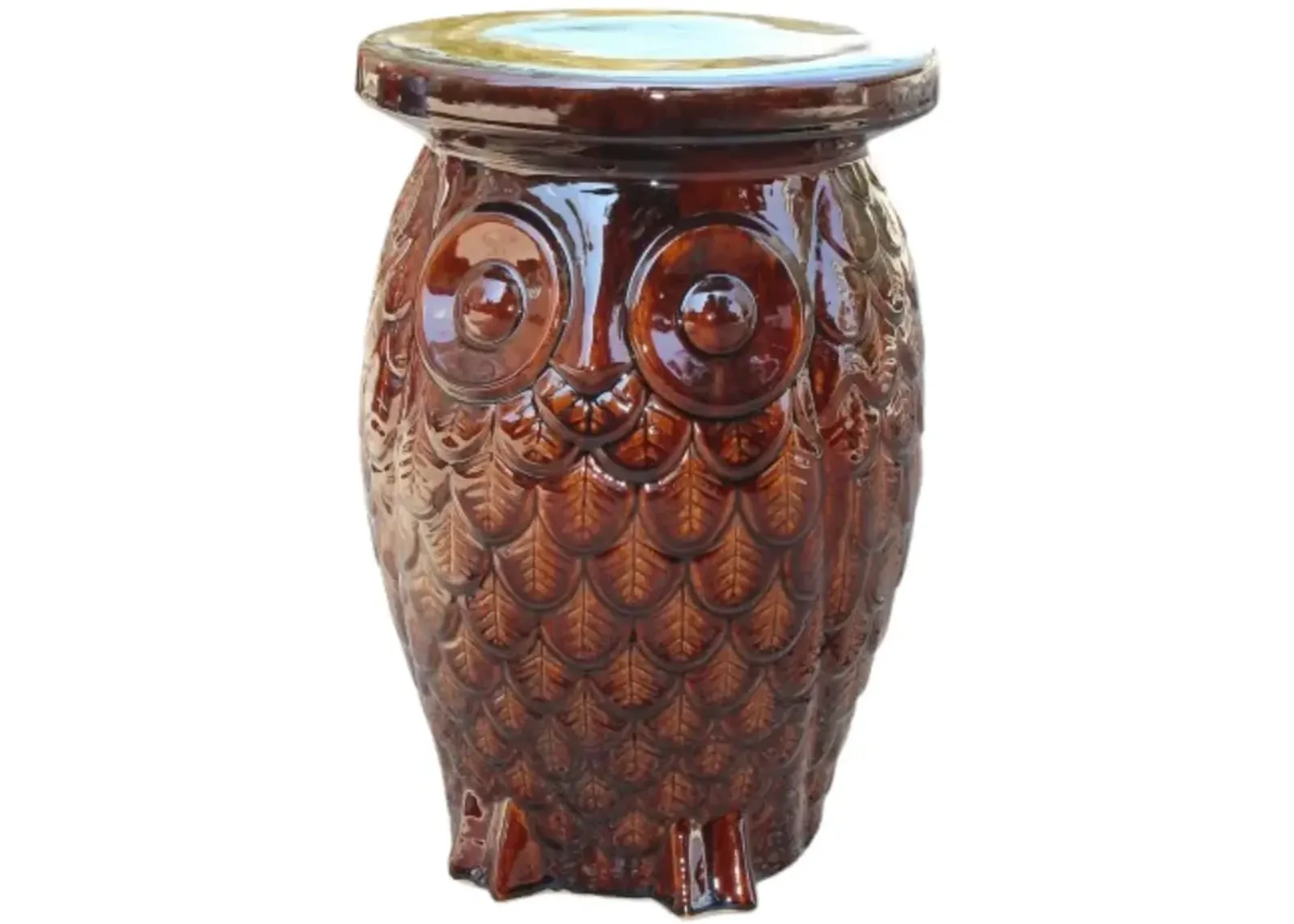 Brown Wise Old Owl Ceramic Garden Stool