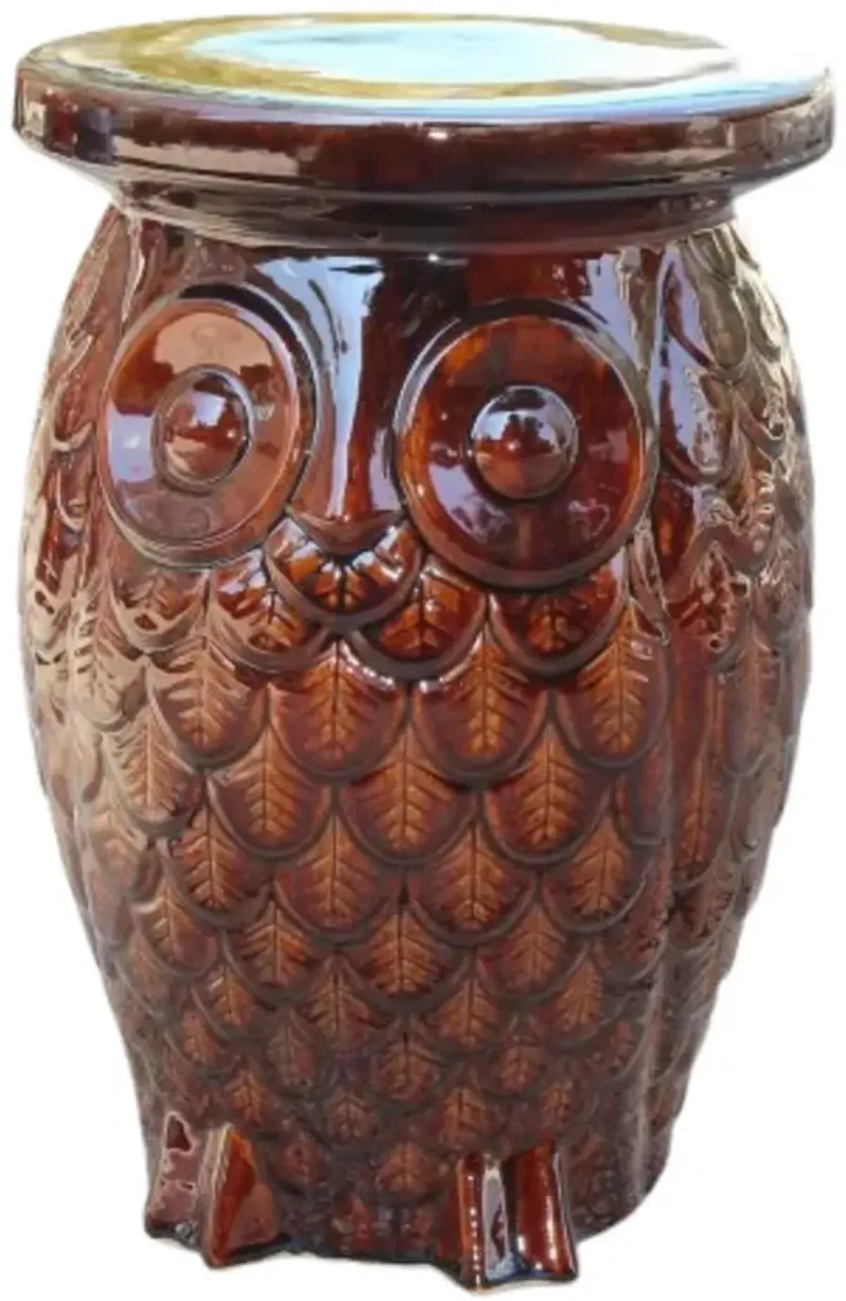 Brown Wise Old Owl Ceramic Garden Stool