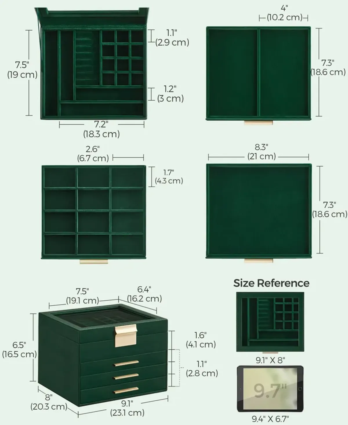 Elegant 4-Layer Jewelry Box with Glass Lid and 3 Drawers - Perfect Gift for Loved Ones