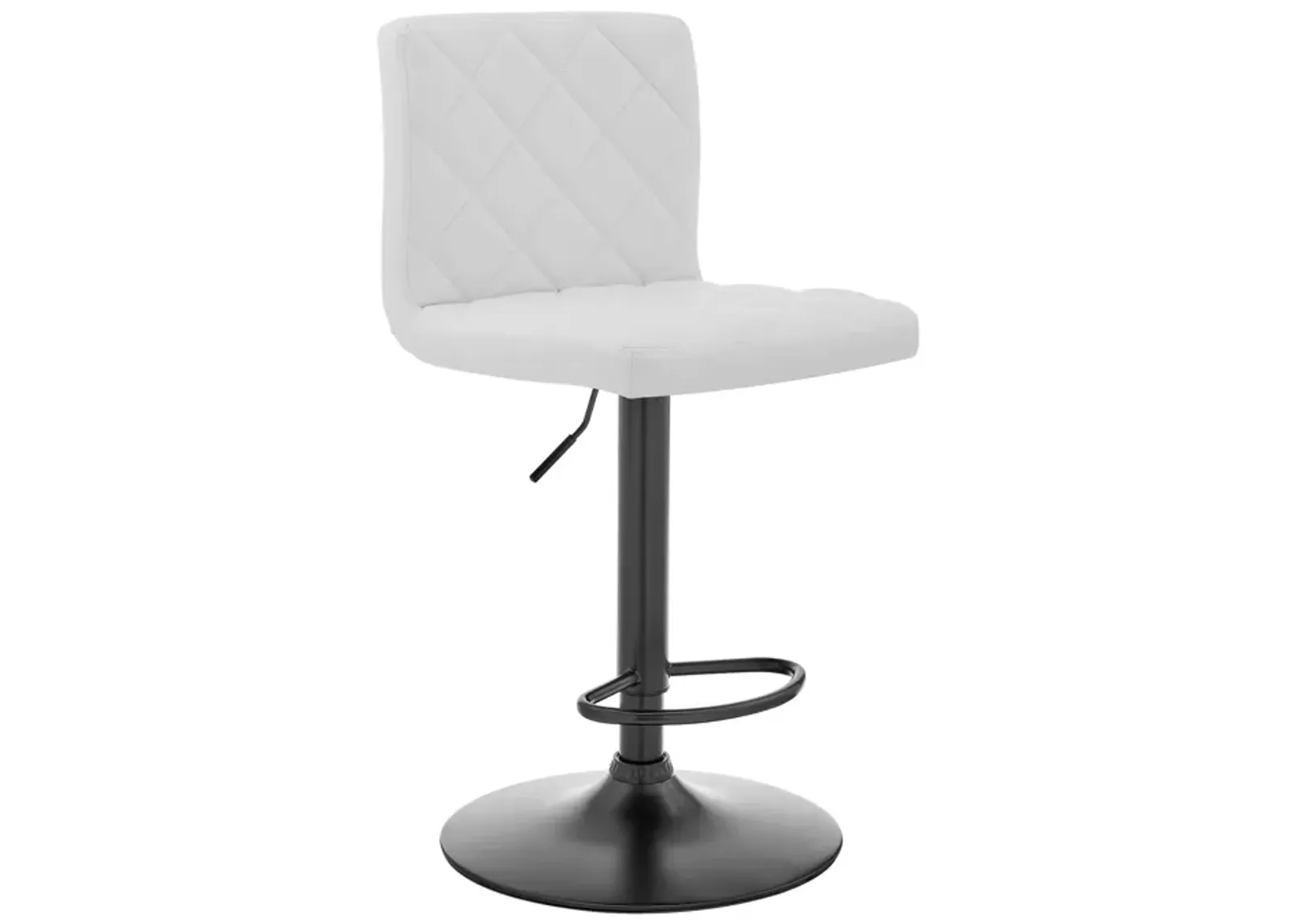 20 Inch Metal and Leatherette Swivel Bar Stool, Black and White - Benzara