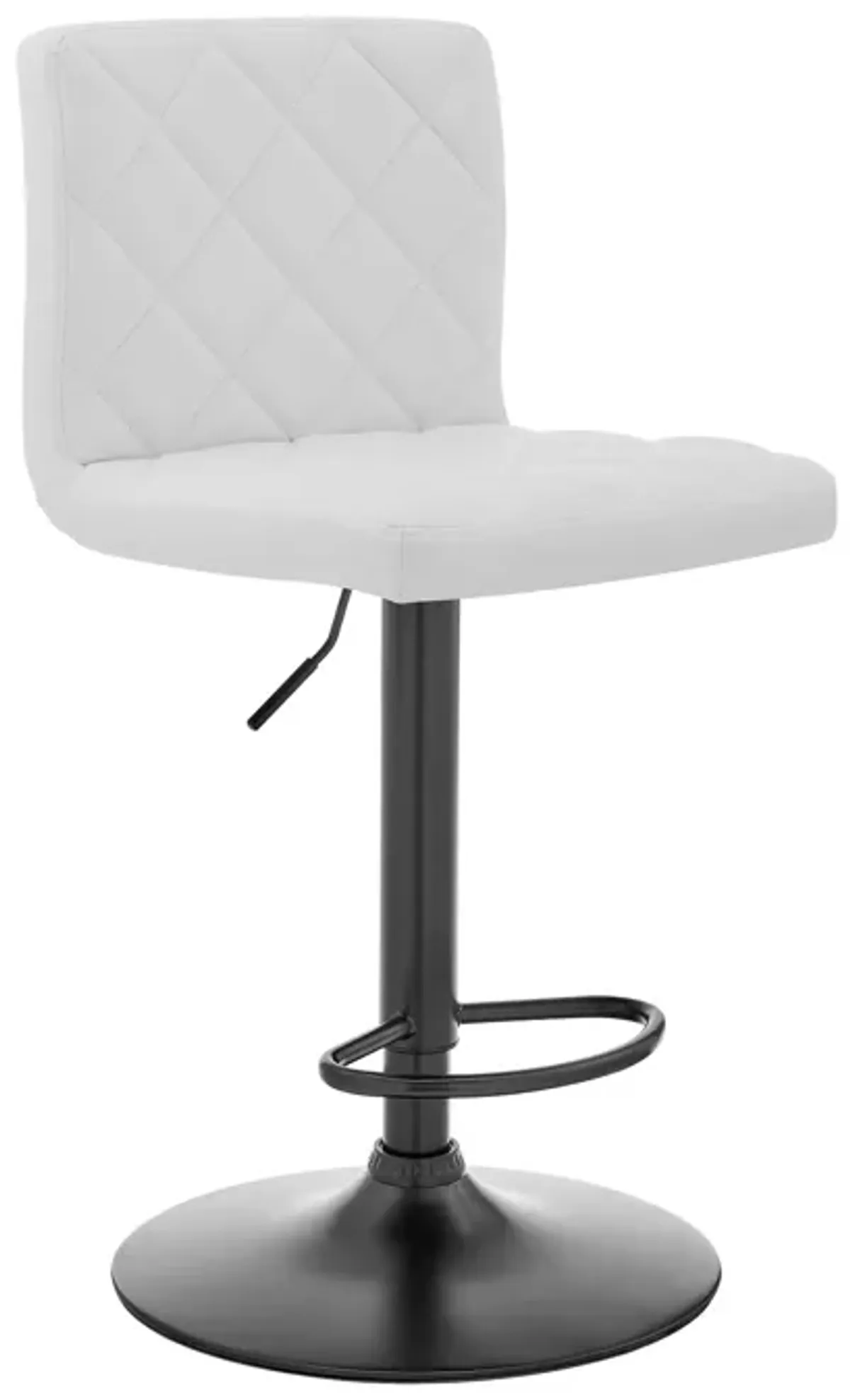 20 Inch Metal and Leatherette Swivel Bar Stool, Black and White - Benzara