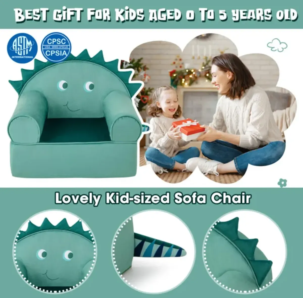 Hivvago Original Kids Sofa with Armrest and Thick Cushion