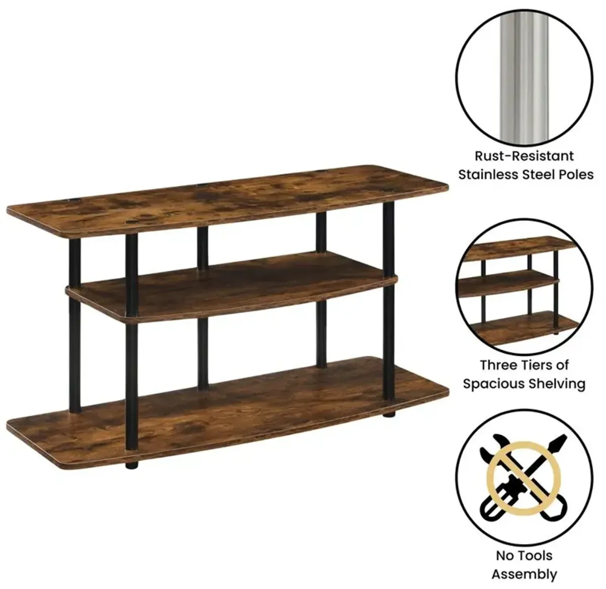 Convience Concept, Inc. No Tools 3 Tier Wide TV Stand for TVs up to 46 Inches