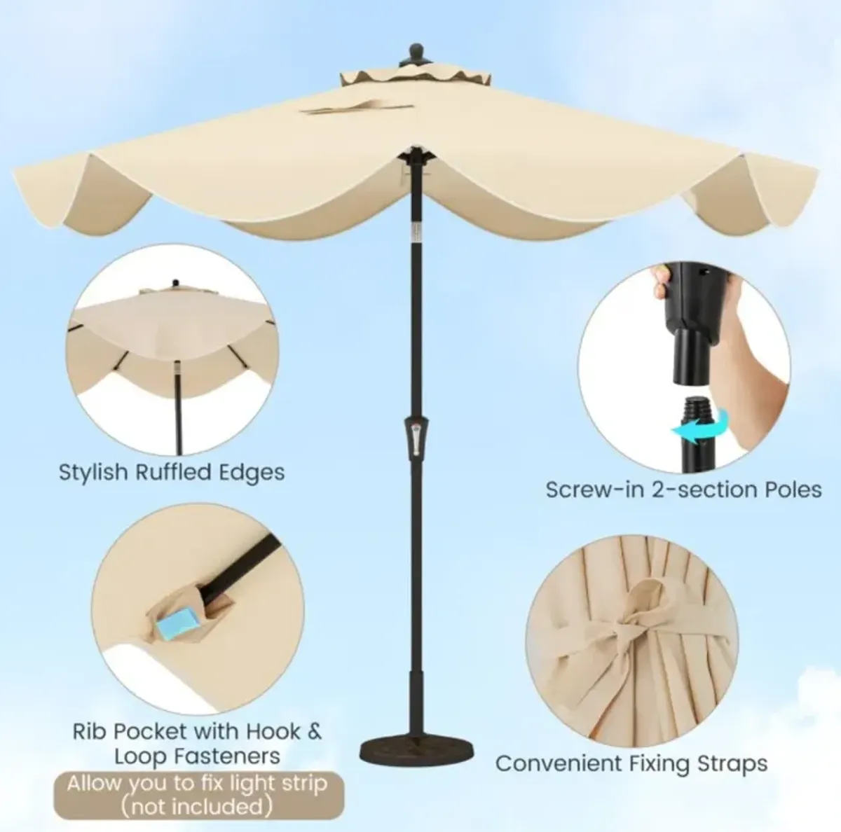 Hivvago 9 FT Patio Umbrella with Crank Handle and Push Button Tilt