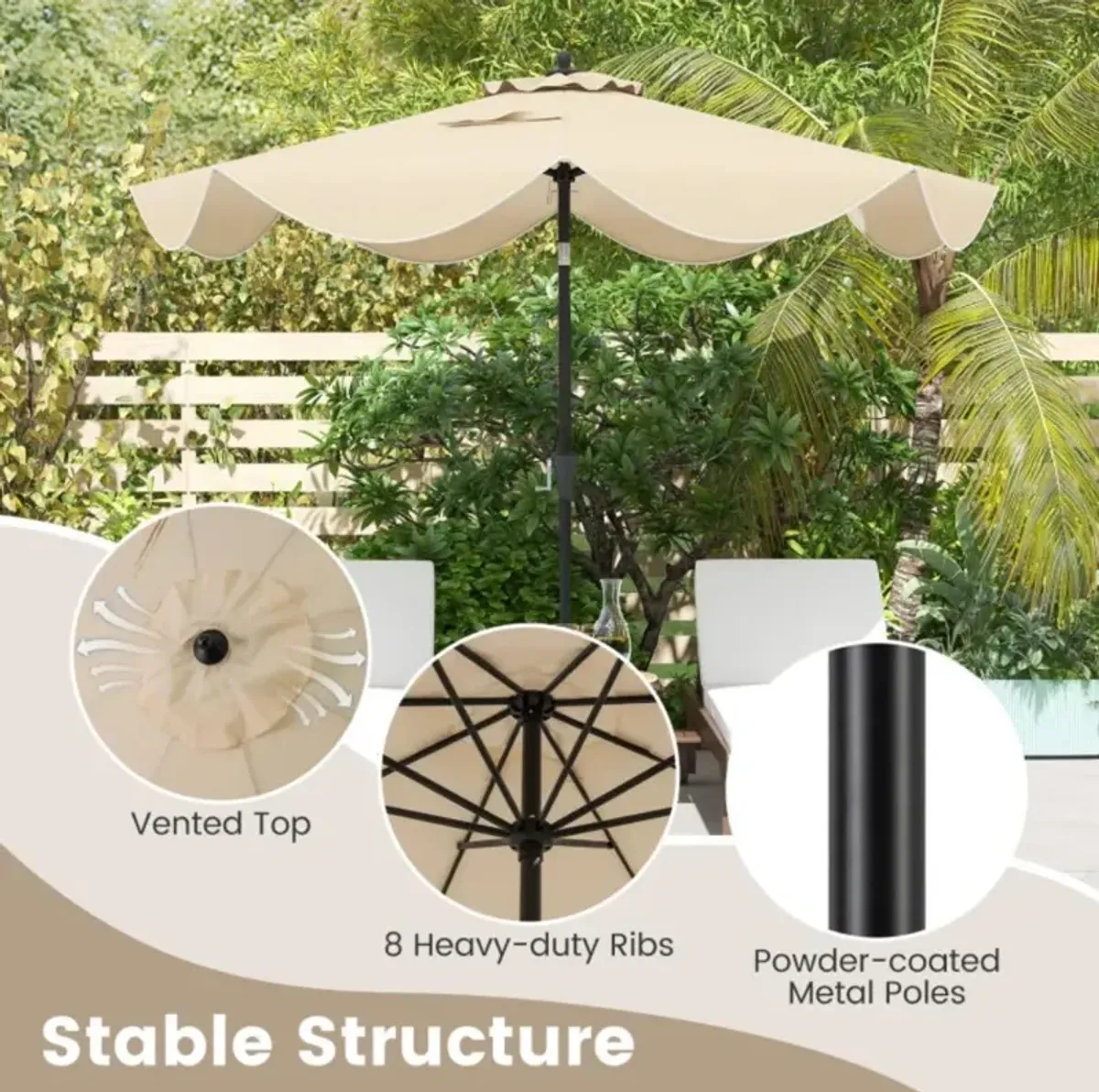 Hivvago 9 FT Patio Umbrella with Crank Handle and Push Button Tilt