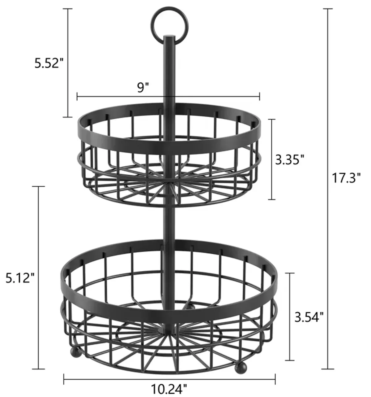 3-Tier Countertop Metel Fruit Vegetable Basket Bowl Storage Rack Kitchen Bathroom