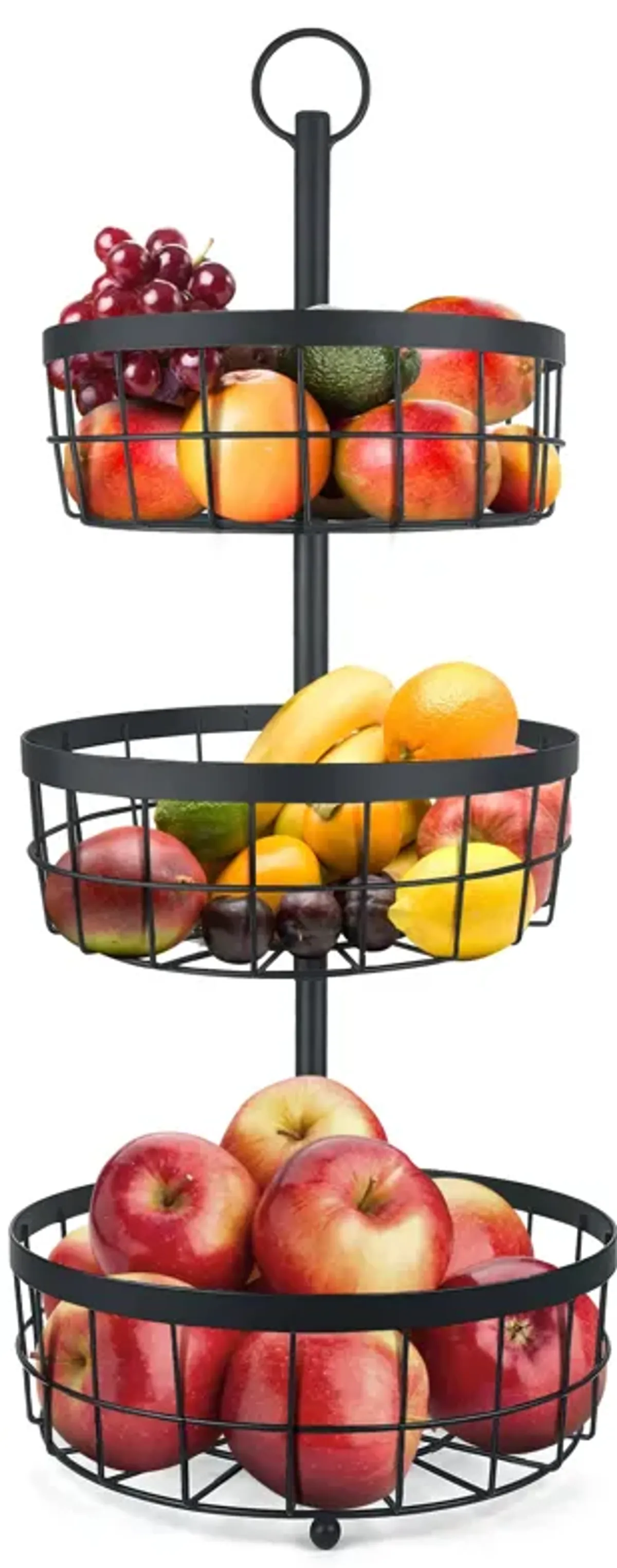 3-Tier Countertop Metel Fruit Vegetable Basket Bowl Storage Rack Kitchen Bathroom