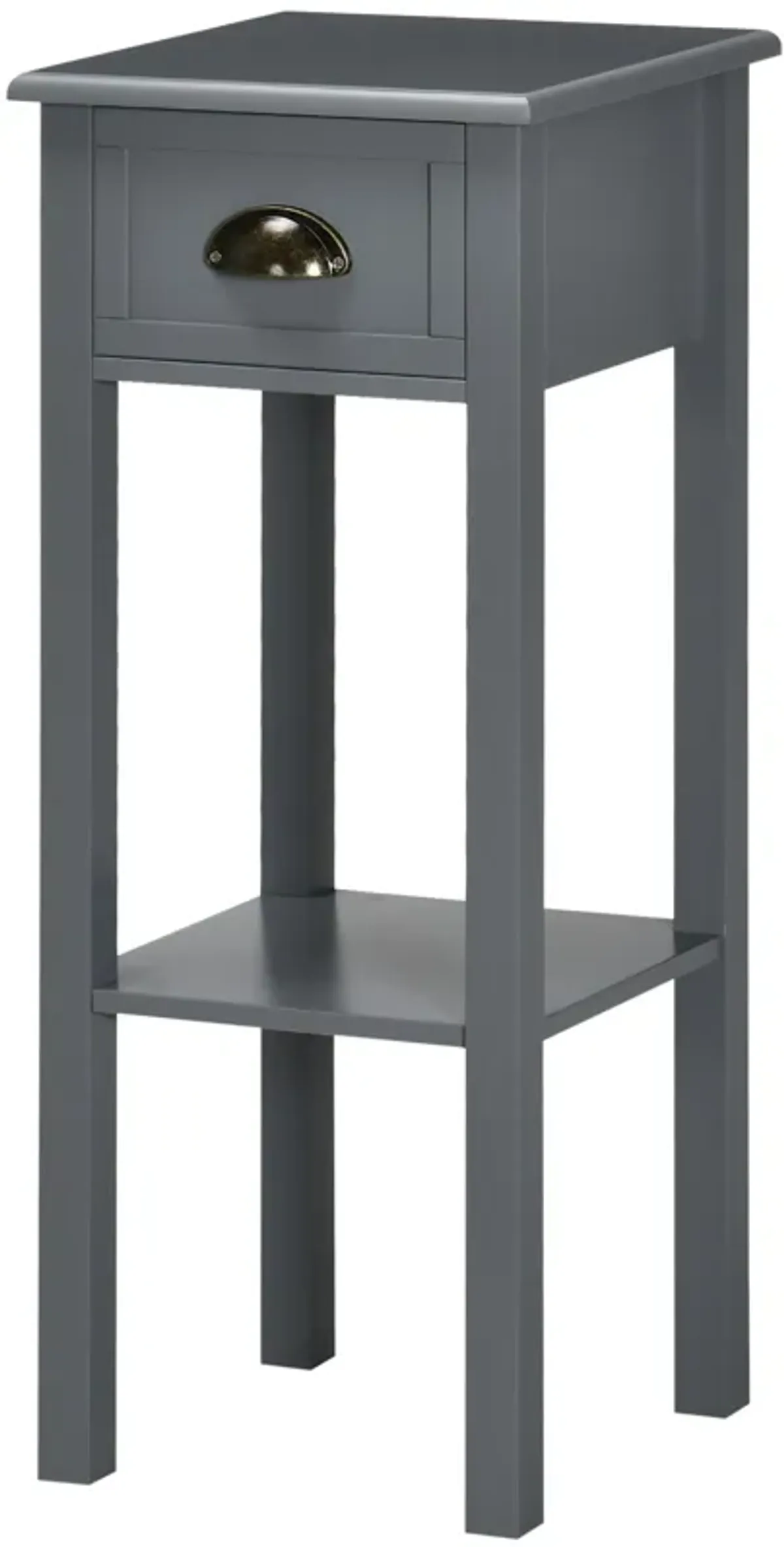 HOMCOM 2-Tier Side Table with Drawer, Narrow End Table with Bottom Shelf, for Living Room or Bedroom, Gray