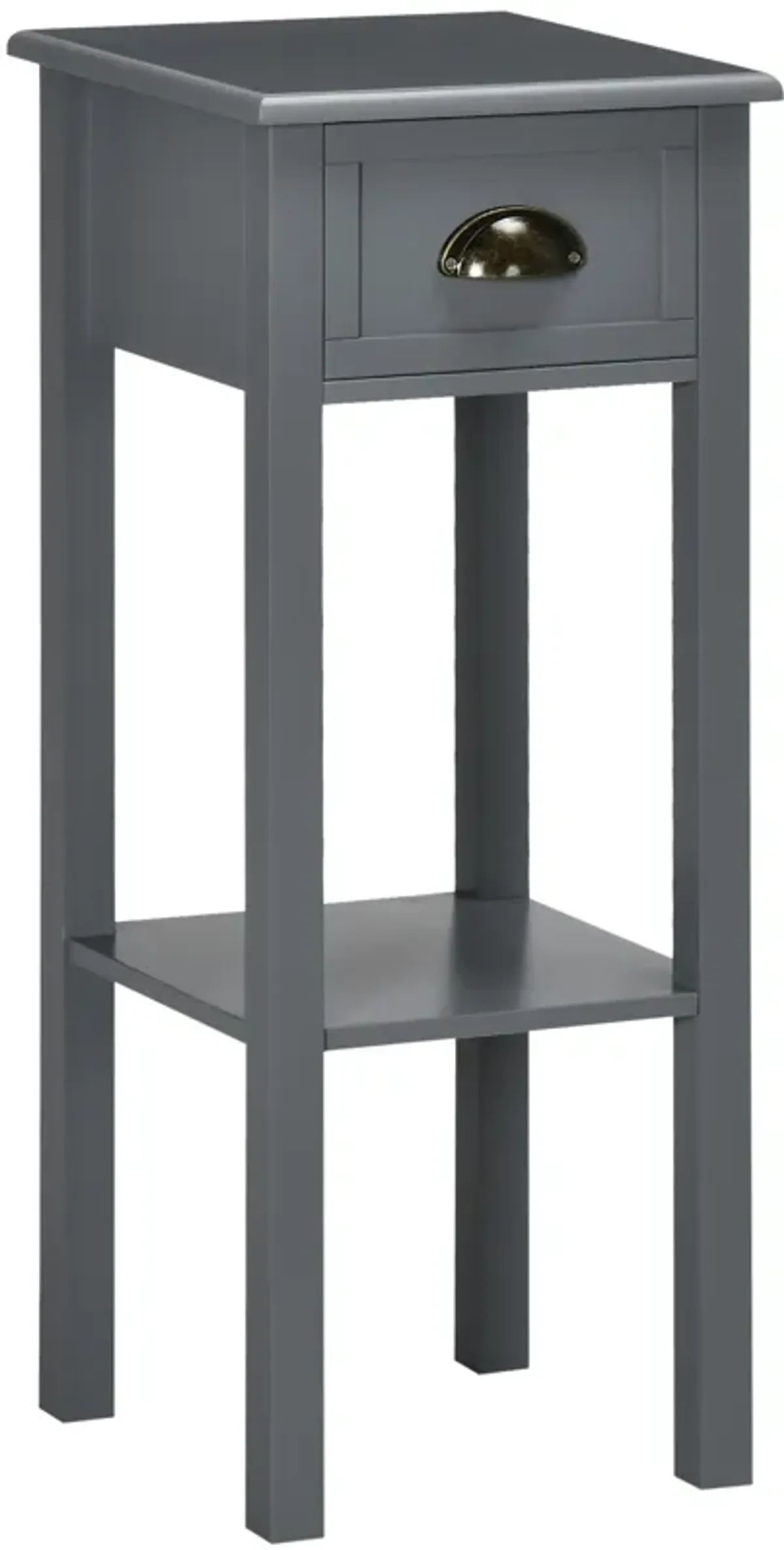 HOMCOM 2-Tier Side Table with Drawer, Narrow End Table with Bottom Shelf, for Living Room or Bedroom, Gray