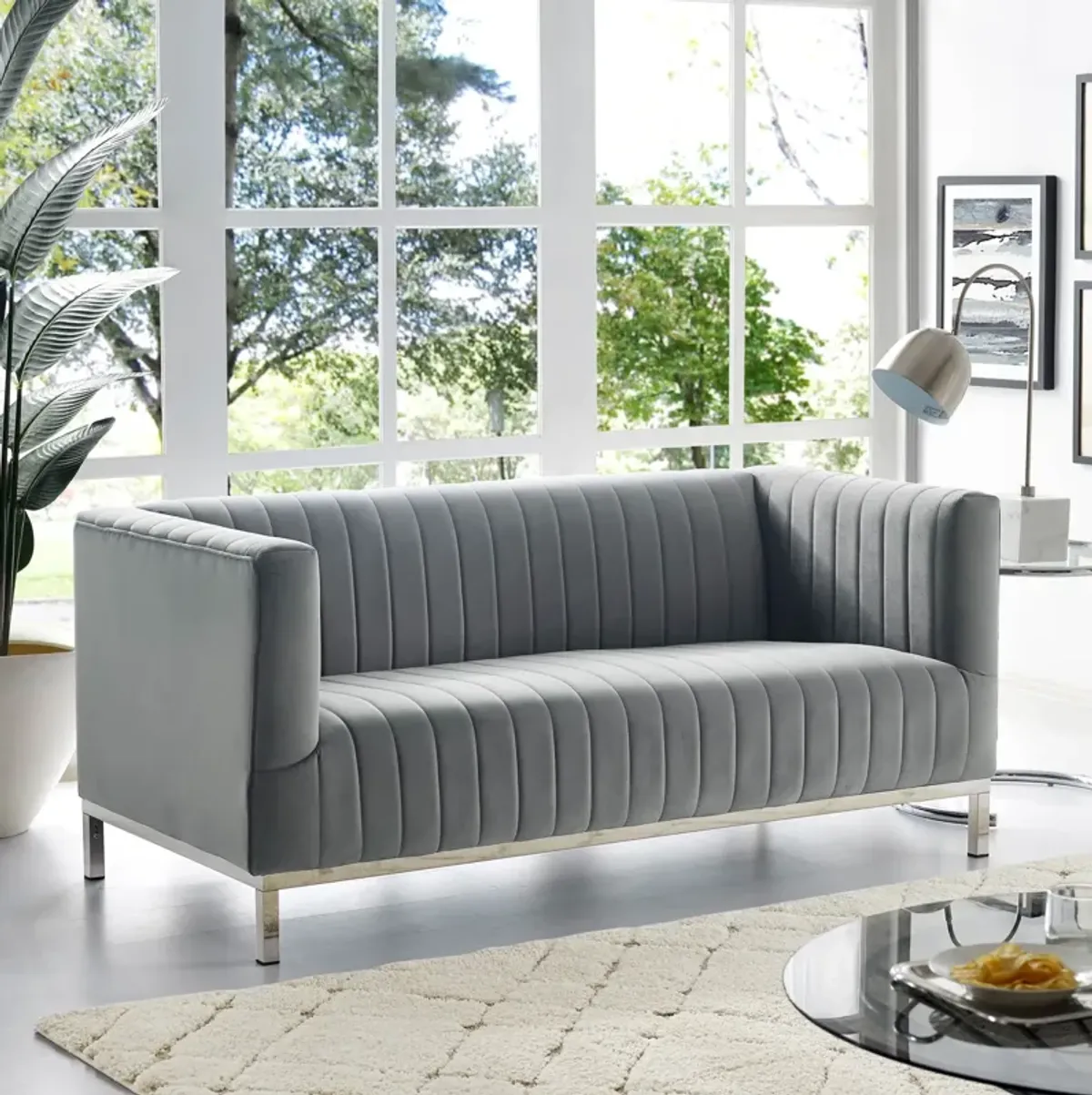 Inspired Home Jay Velvet Loveseat