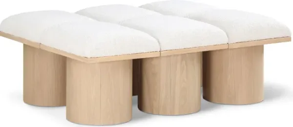 Meridian Furniture Pavilion Cream Boucle Fabric Bench