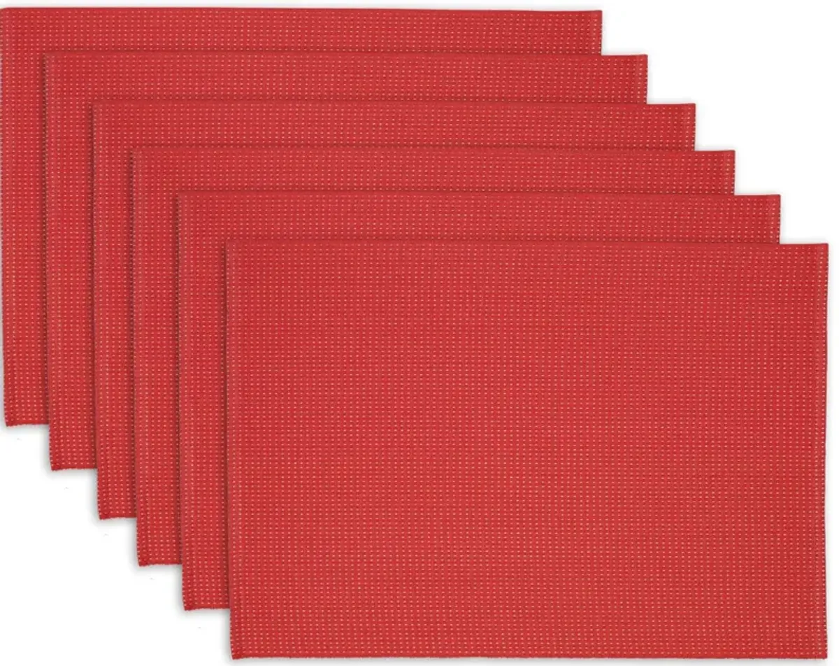 Set of 6 Pink Dobby Dots Rectangular Placemats 19"