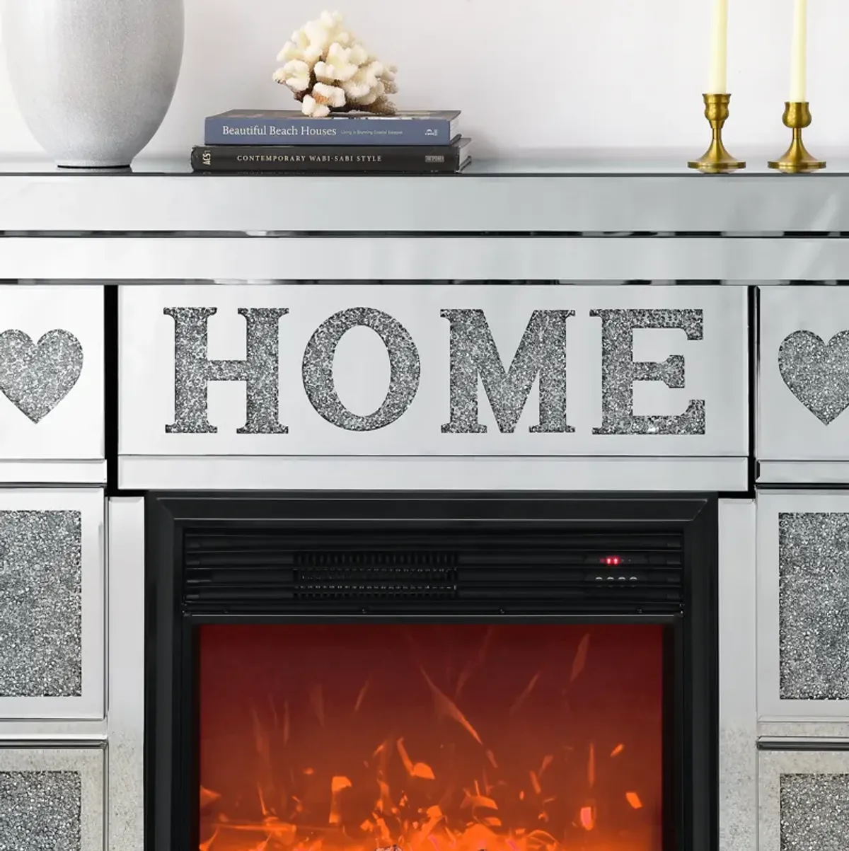 Streamdale Opulent Electric Fireplace with Mirror and Crystal