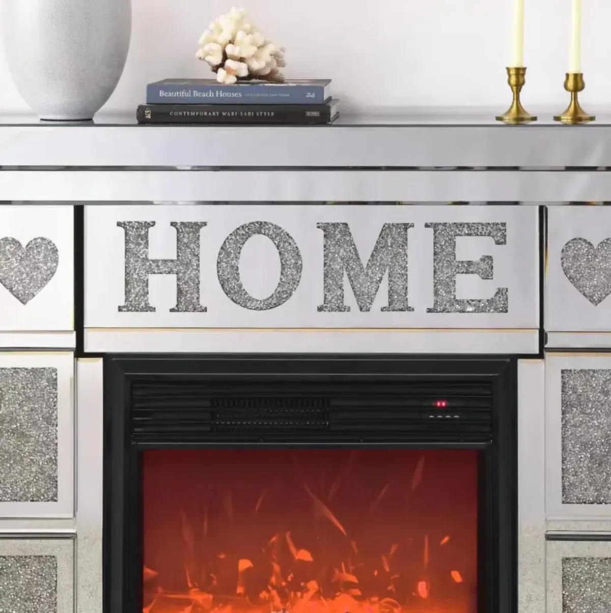 Streamdale Opulent Electric Fireplace with Mirror and Crystal