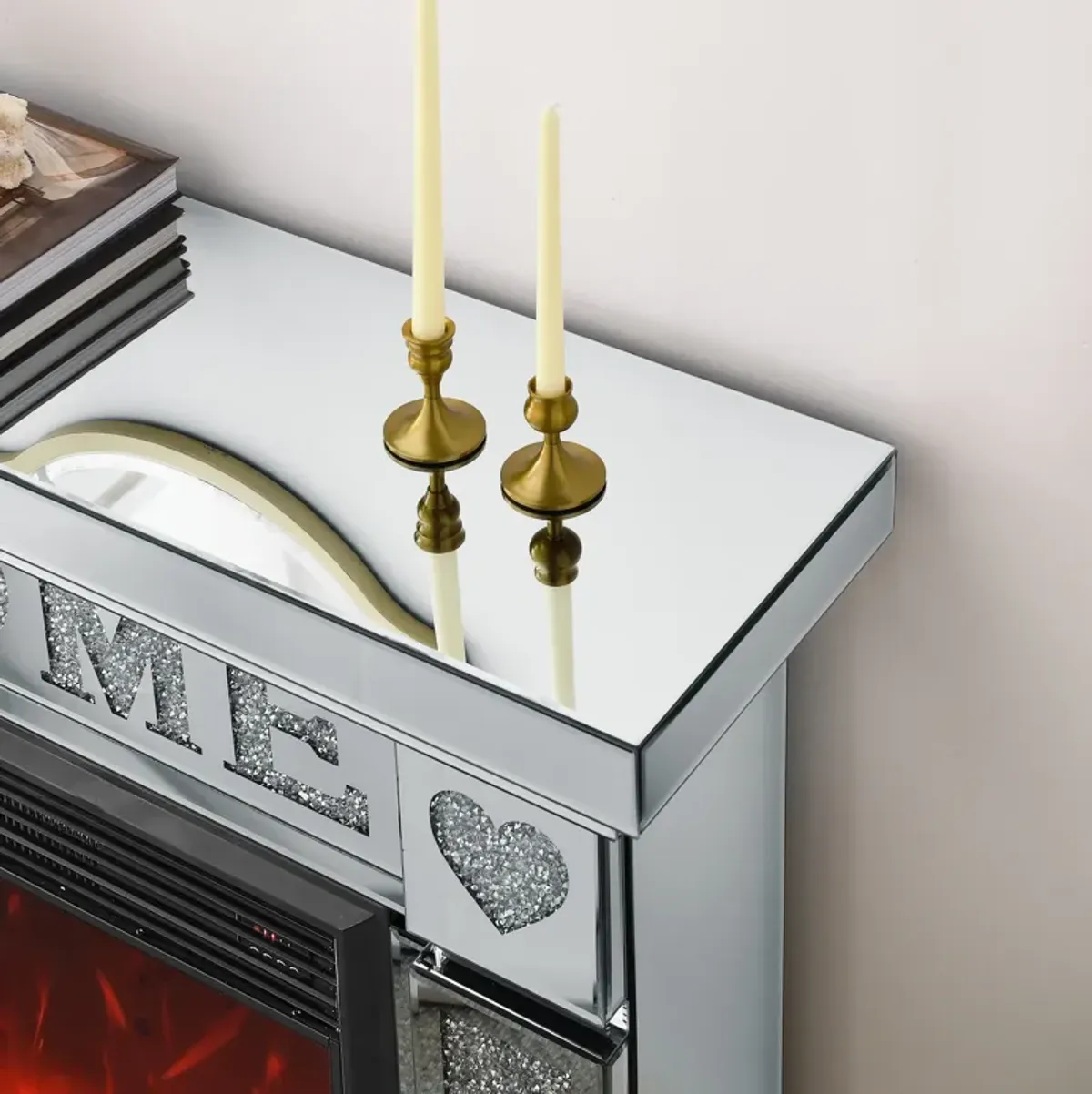 Streamdale Opulent Electric Fireplace with Mirror and Crystal