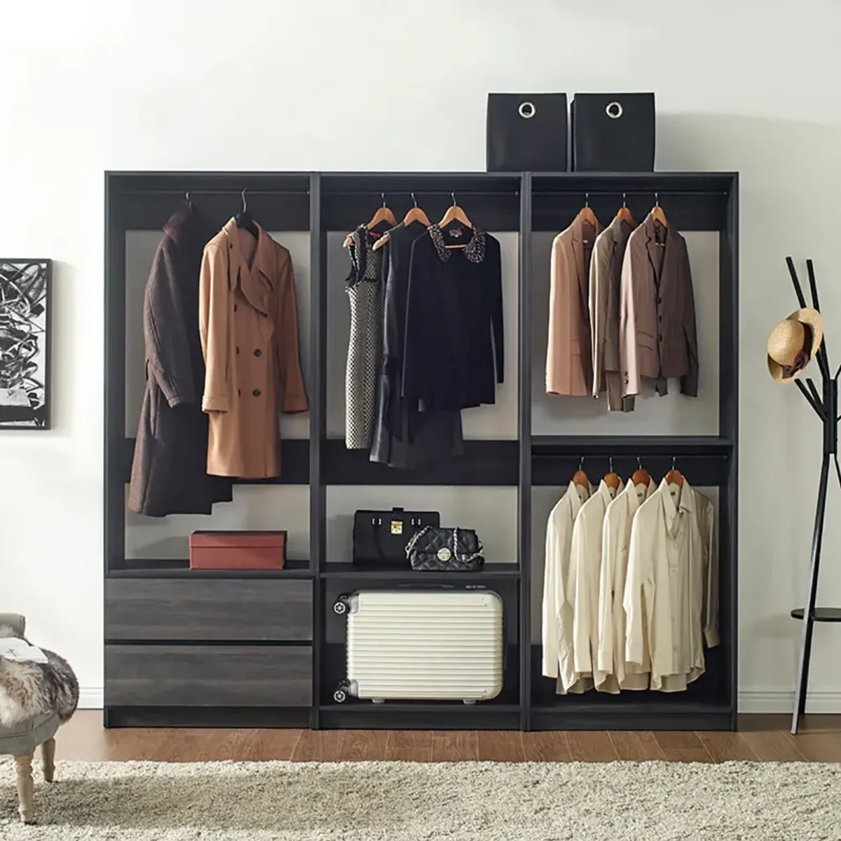 Prosper Gray Freestanding Walk in Wood Closet System