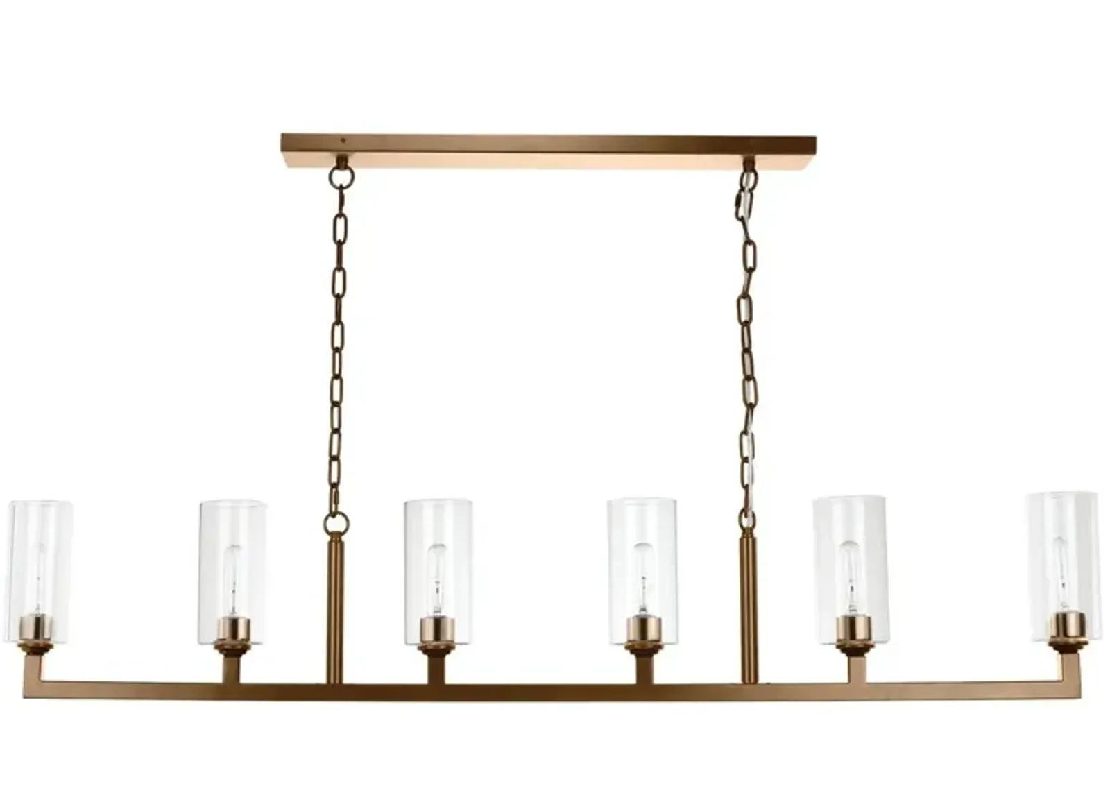 Linear 6 Light Steel Chandelier- Brass