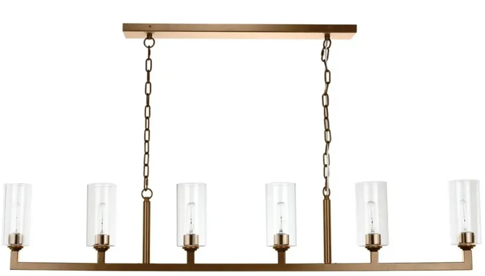 Linear 6 Light Steel Chandelier- Brass