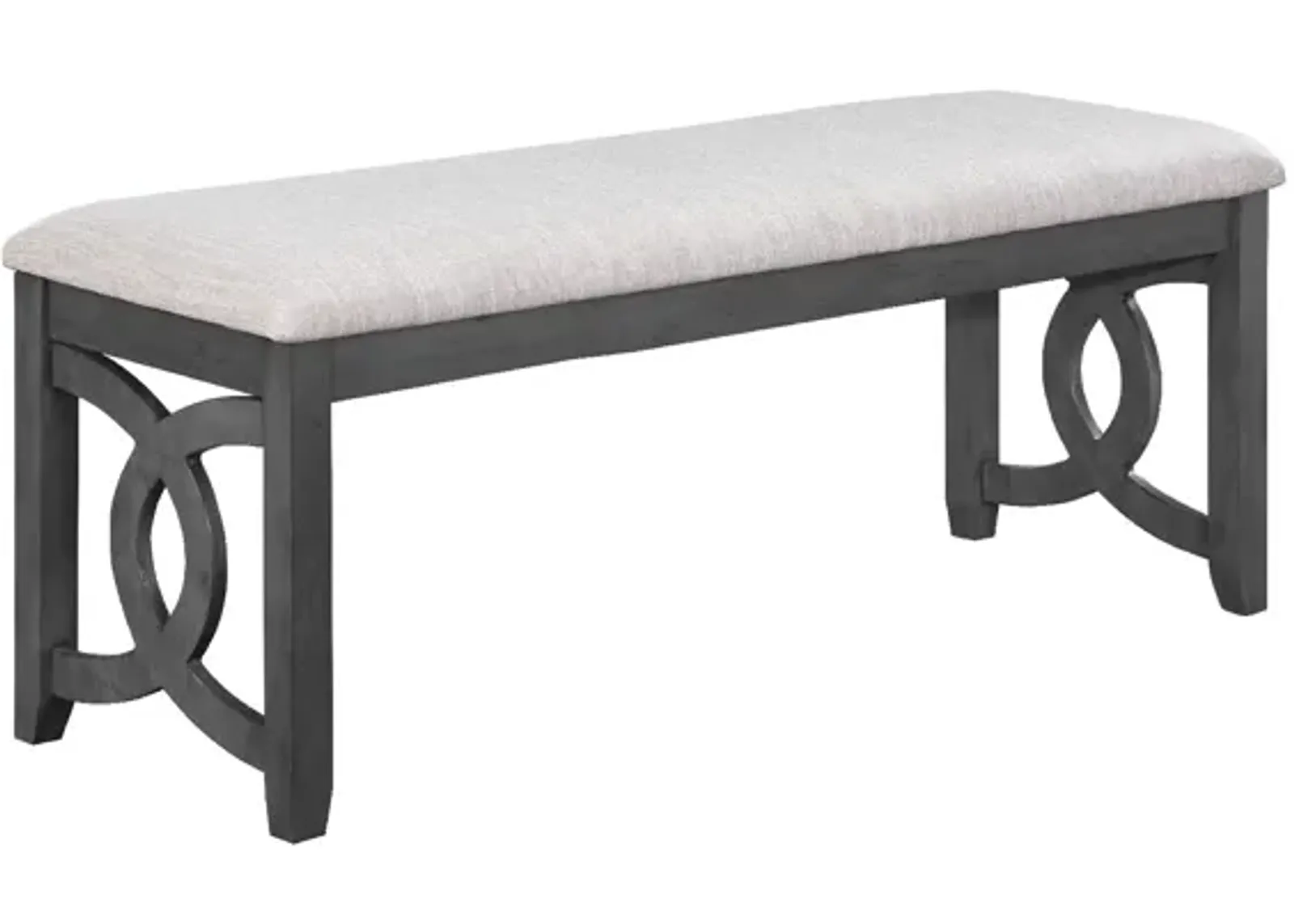 Gary 46 Inch Wood Bench, Fabric Seat, Ebony Brown-Benzara