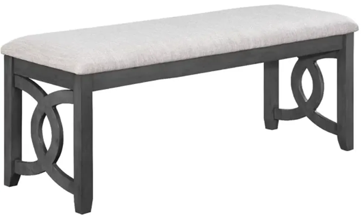 Gary 46 Inch Wood Bench, Fabric Seat, Ebony Brown-Benzara