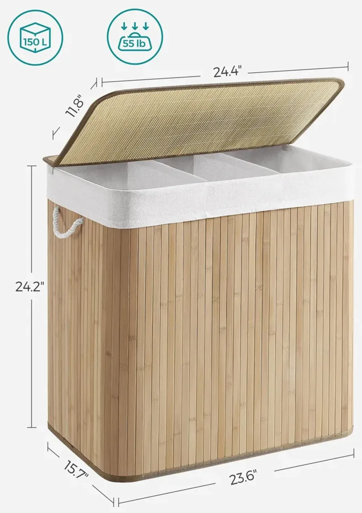 39.6-Gallon Laundry Hamper with Lid Large Capacity