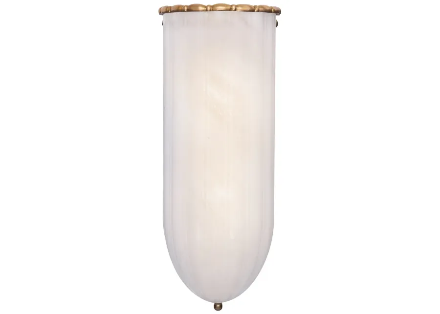 Rosehill Linear Wall Light in Hand-Rubbed Antique Brass with White Stripe Glass