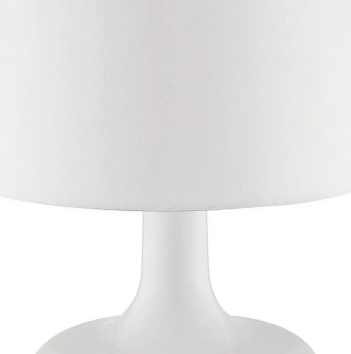 Table Lamp with Teardrop Metal Base and Fabric Shade, White-Benzara