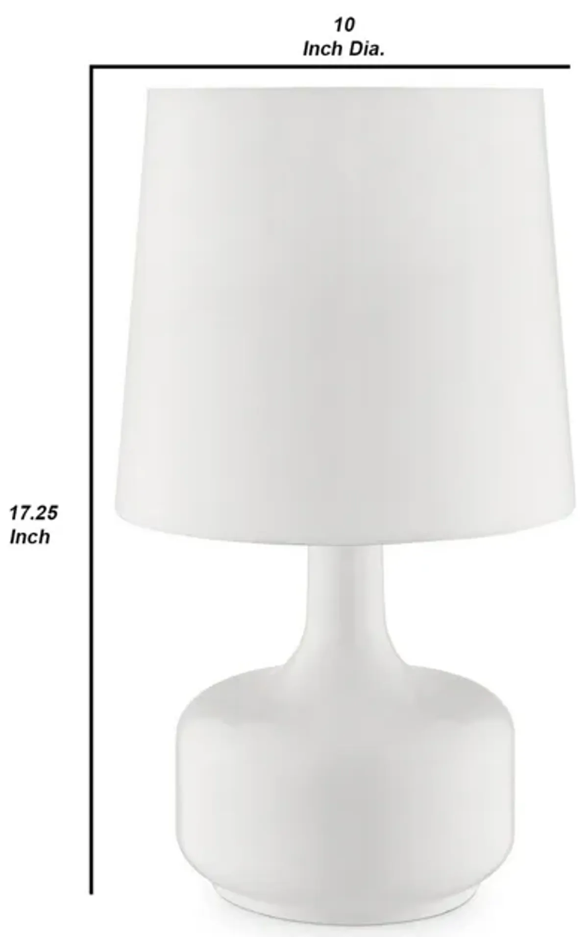 Table Lamp with Teardrop Metal Base and Fabric Shade, White-Benzara