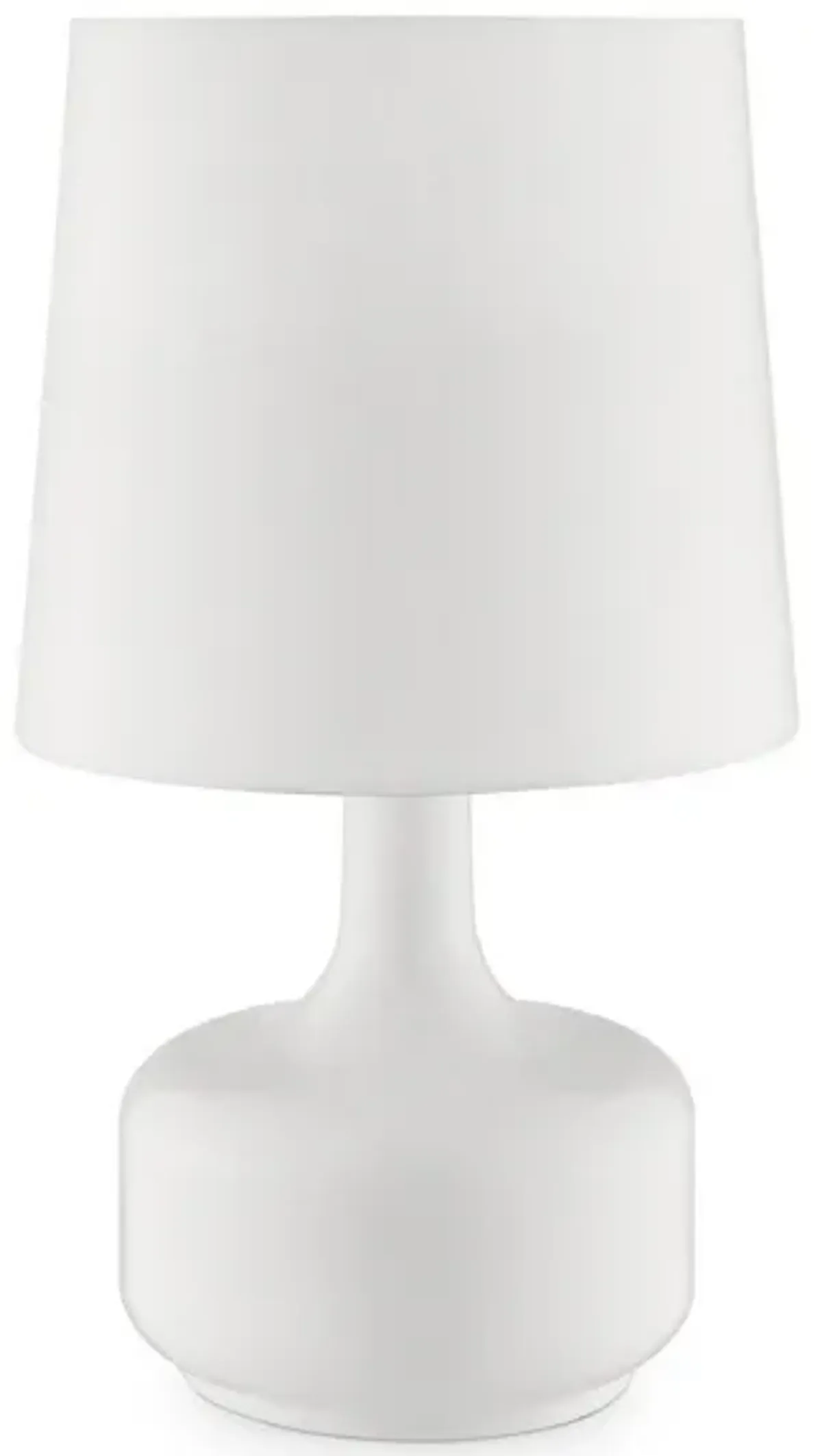 Table Lamp with Teardrop Metal Base and Fabric Shade, White-Benzara