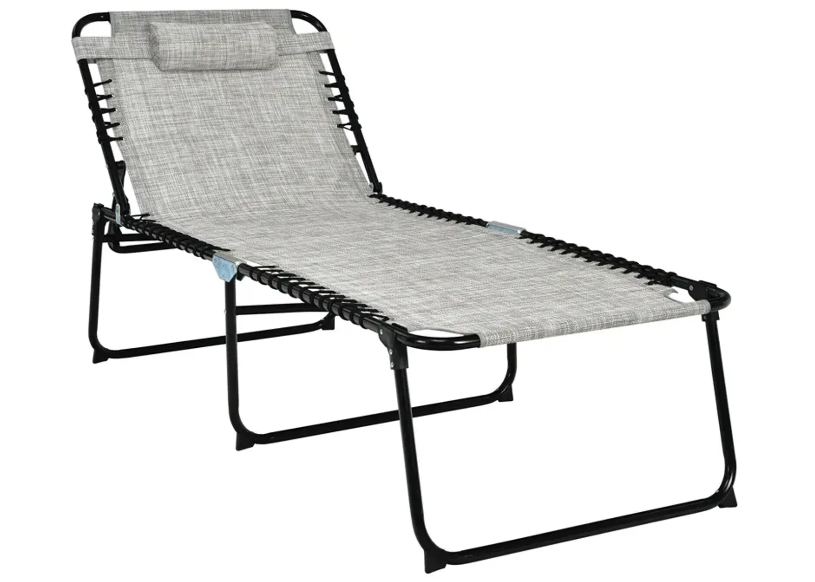 4 Position Folding Lounge Chaise with Adjustable Backrest and Footrest