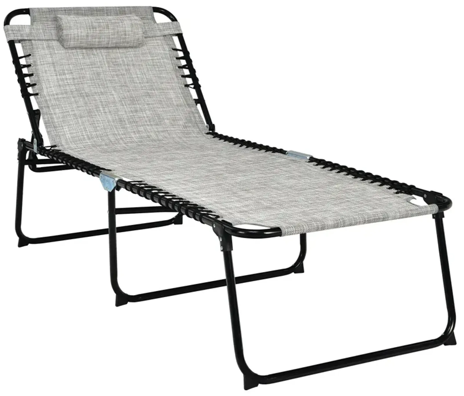 4 Position Folding Lounge Chaise with Adjustable Backrest and Footrest