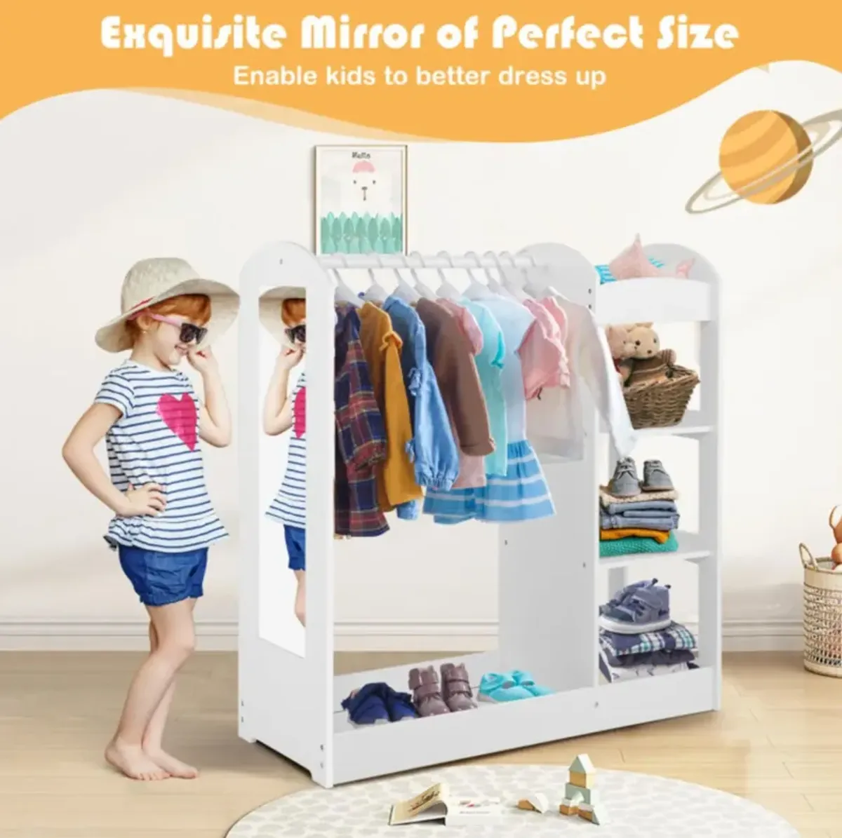 Hivvago Kids Dress Up Storage with Mirror