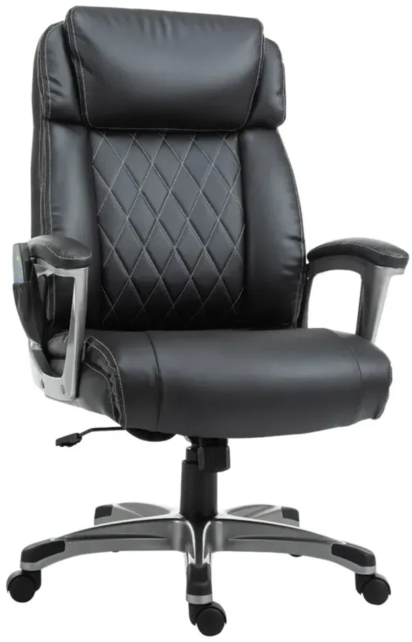 Black Massage Office Chair: PU Leather with 6-Point Massage