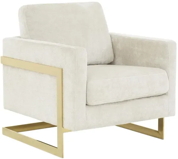 LeisureMod Accent Armchair with Gold Stainless Steel Frame and Removable Back Cushion