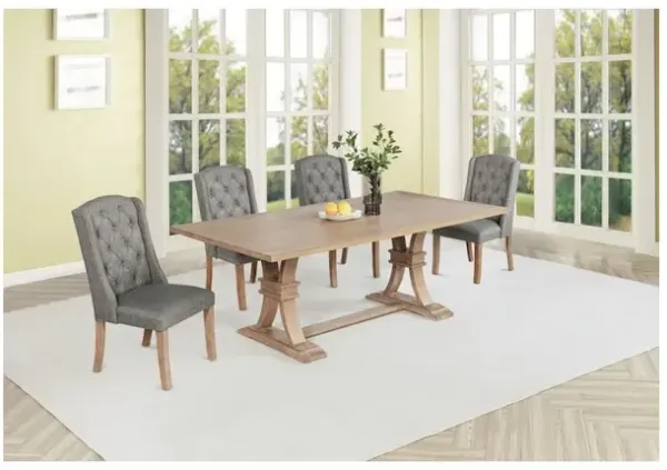 Best Quality Furniture 5 Piece Traditional Dining Table With Dark Grey Side Chairs